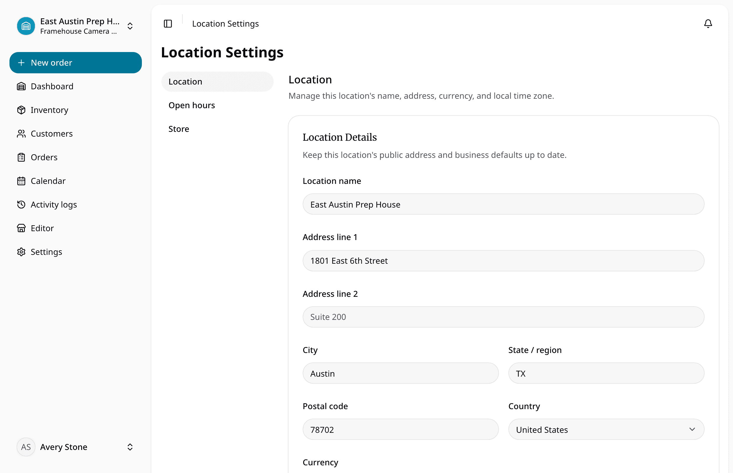 RentalBench location settings for a multi-location rental operation