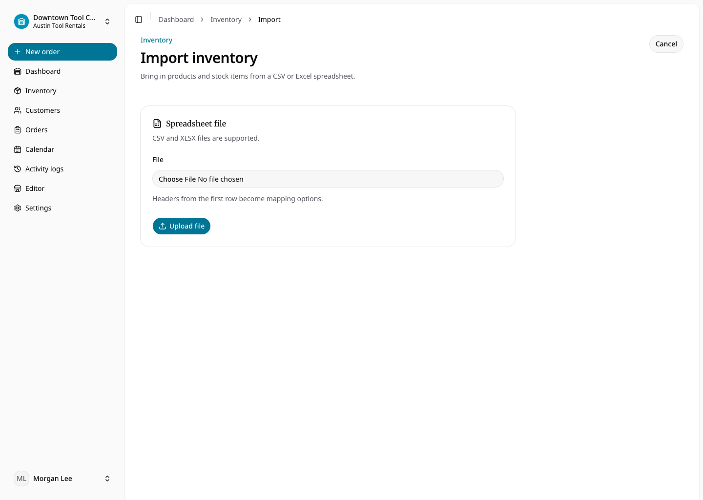 Inventory import