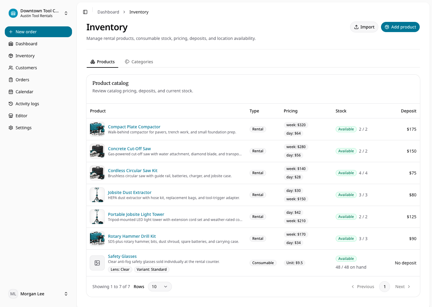 Inventory list