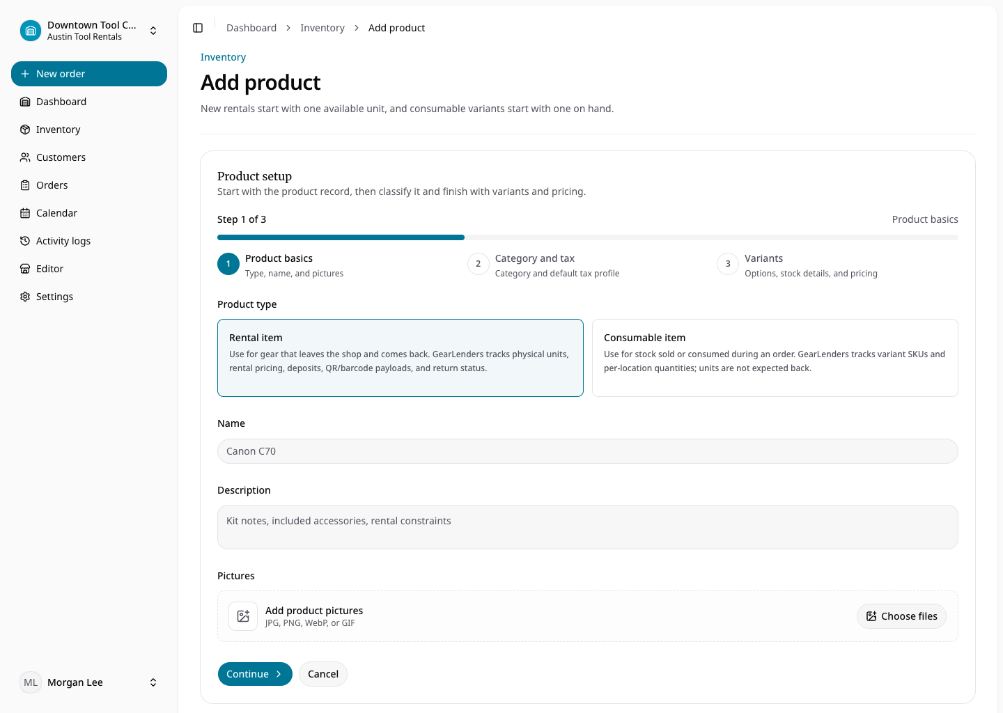 New product form