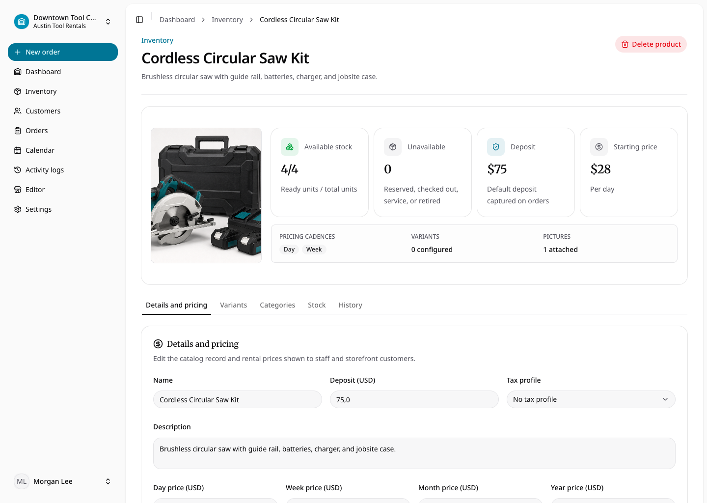Product archive controls