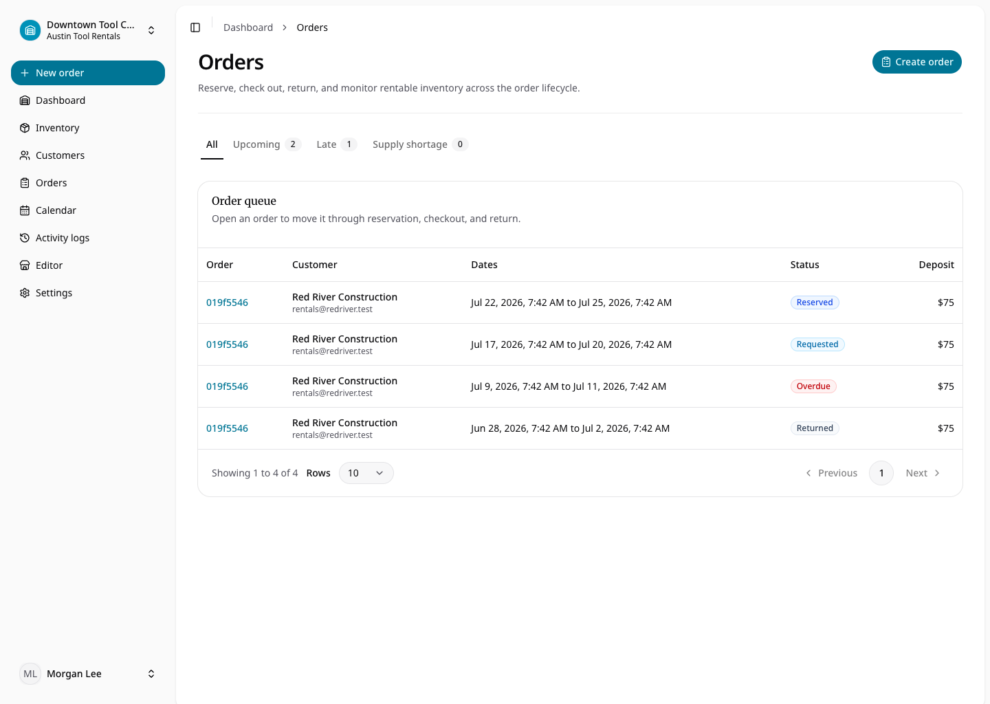 Orders list