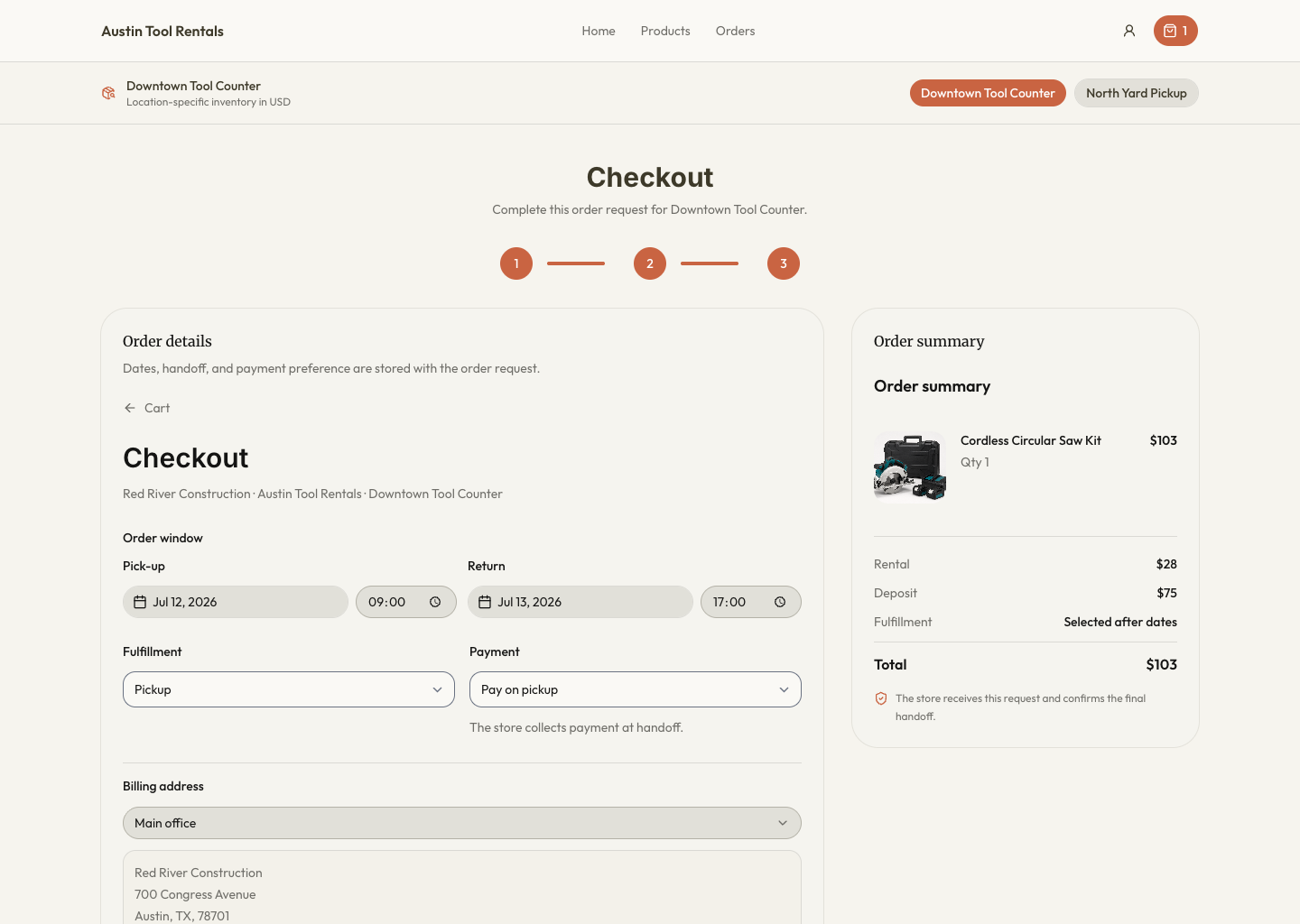 Storefront checkout