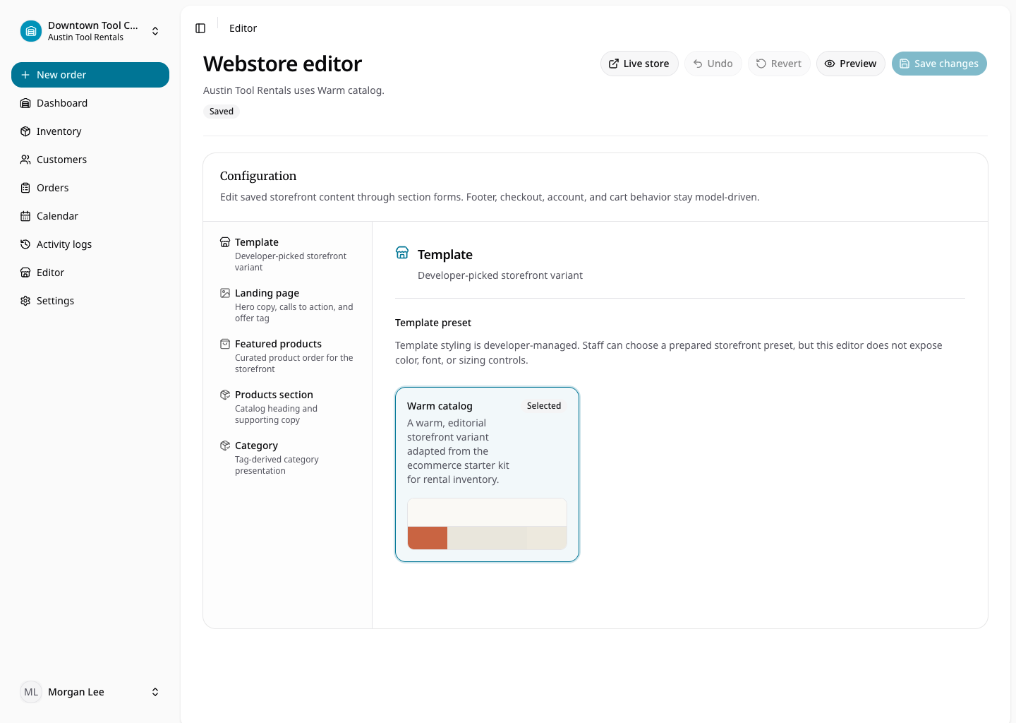 Webstore editor